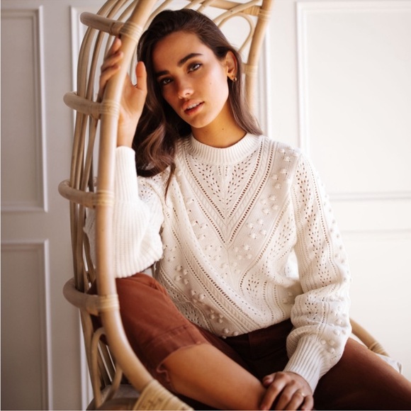 SEZANE Elegant Cream Women's Sweater - Picture 2 of 7